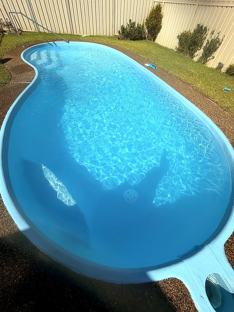 Freshly finished fibreglass pool, bright and clear